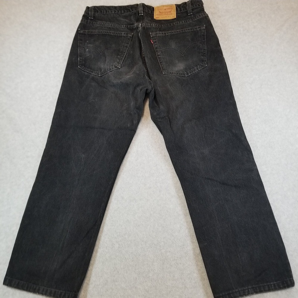 VTG Levi's 505 Jeans Mens 38 Black Made in USA Denim Faded Straight 90s Hemmed